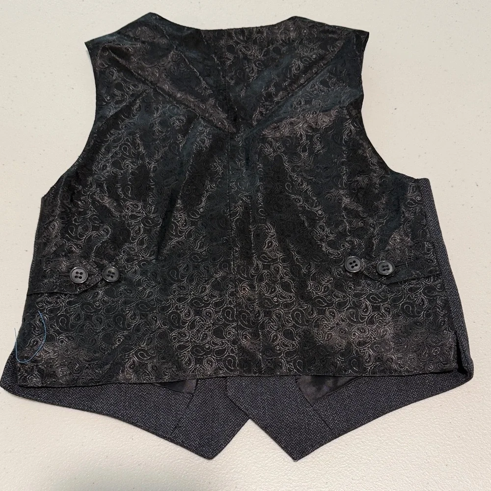 Dolce & Gabbana Dark Gray Herringbone Vest
